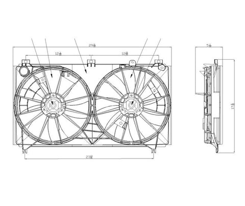 Lexus 06-08 Lexus Is-250 (W/O Reservoir) Rand & Condenser Cooling Fan Assembly (1) Pc Replacement 2006,2007,2008