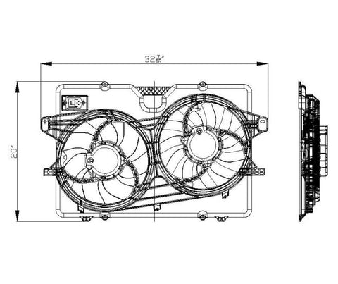 Ford 08-10 Ford Escape/Mercury Mariner 2.3/2.5L L4 Radiator & Condenser Cooling Fan Assembly (1) Pc Replacement 2008,2009,2010