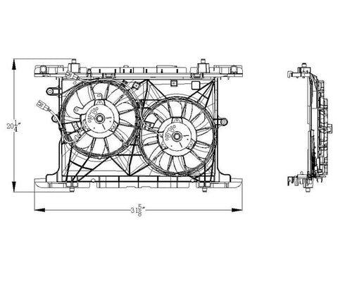 Scion 08-10 Scion Xb Radiator & Condenser Cooling Fan Assembly (1) Pc Replacement 2008,2009,2010