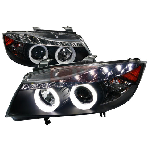 Bmw 05-08 Bmw E90 Smd Led Iced Halo Projector Headlight Black Housing