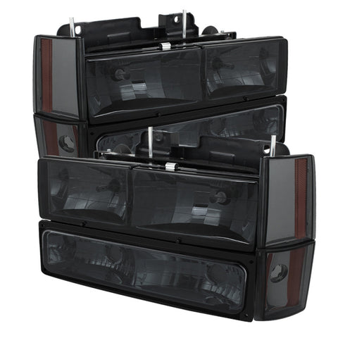 GMC Yukon 92-93  (dont fit model w/sealed beam headlights) Crystal Headlights W/ Corner & Bumper - Smoke Euro Headlights-o