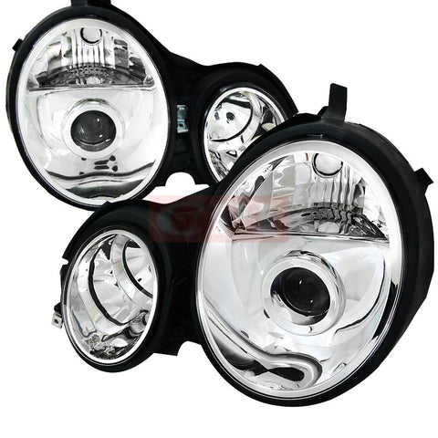 Mercedes  96-99 Mercedes  W210 E Class Projector Headlight Chrome Housing