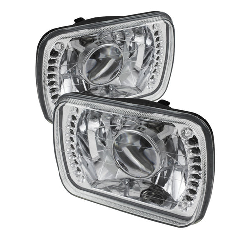 Universal 7x6 Inch Projector Headlights W/LED - Chrome