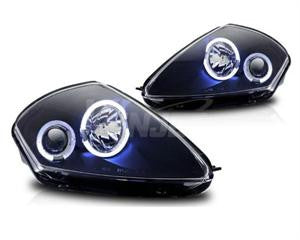 00-05 mitsubishi eclipse halo projector head light - black / clear performance