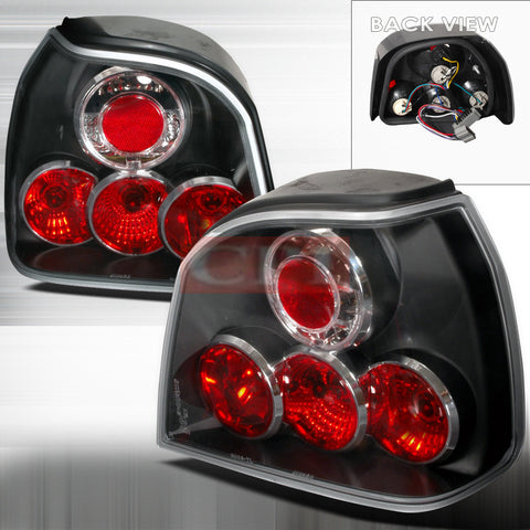 VOLKSWAGEN 1993-1998 VW GOLF III TAIL LIGHTS /LAMPS - BLACK 1 SET RH&LH PERFORMANCE 1993,1994,1995,1996,1997,1998