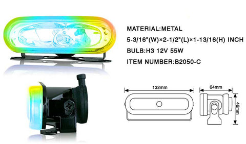 5 inch rectangular universal metal fog light - rainbow blue *** performance