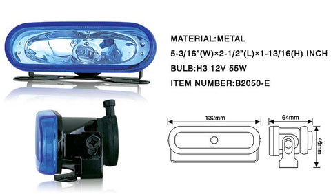 5 inch rectangular universal metal fog light - blue *** performance