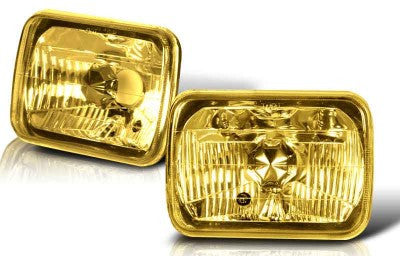 7 Inch Rectangular Universal Conversion Head Light W/ Light Bulb - Yellow Performance-j