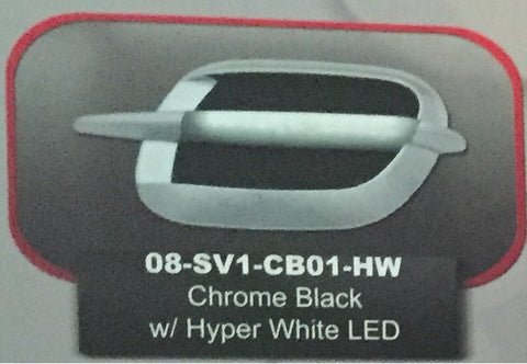 ALL Universal Sport Side Vents 220mm x 120mm Chrome Bezel with Black Insert with Hyper-White LED Mid Bar (Pair)