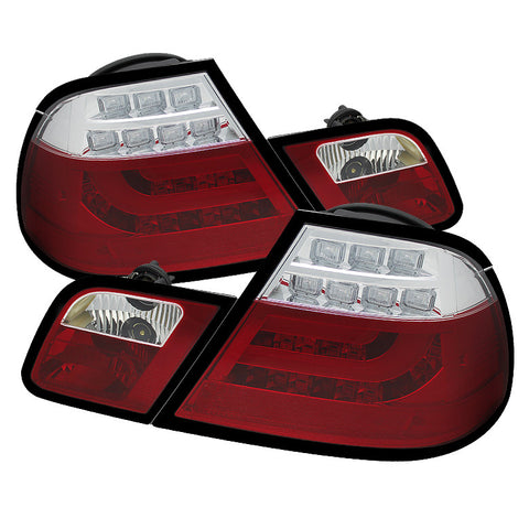 BMW E46 00-03 2Dr Coupe ( Do Not Fit Convertible ) Light Bar LED Tail Lights - Red Clear