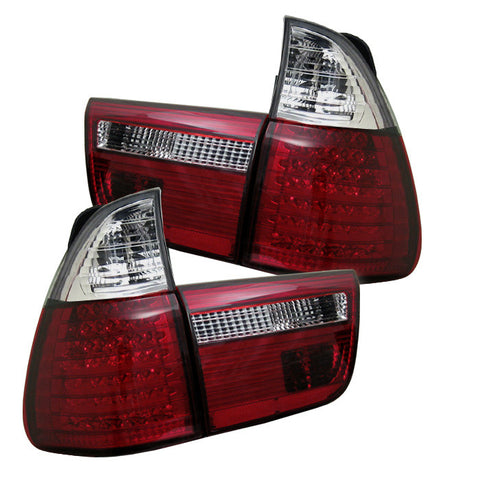 BMW E53 X5 00-06 4PCS LED Tail Lights - Red Clear
