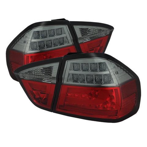 BMW E90 3-Series 06-08 4Dr LED Indicator Light Bar LED Tail Lights - Red Smoke
