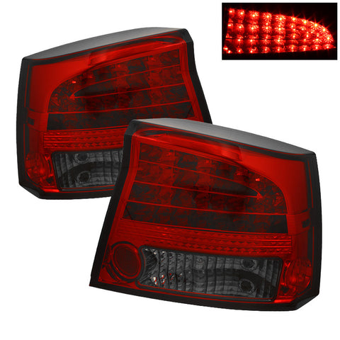 Dodge Charger 06-08 LED Tail Lights - Red Smoke