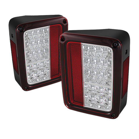 Jeep Wrangler 07-13 LED Tail Lights - Red Clear