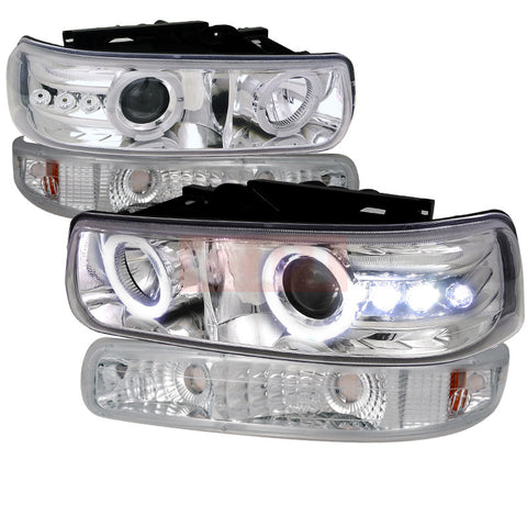 Chevy  99-03 Chevy  Silverado  Combo Projector Headlight Chrome Housing With Bumper Light