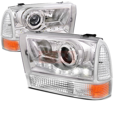 Ford  99-04 Ford  F250  Combo Projector Headlight Chrome With Corner Light