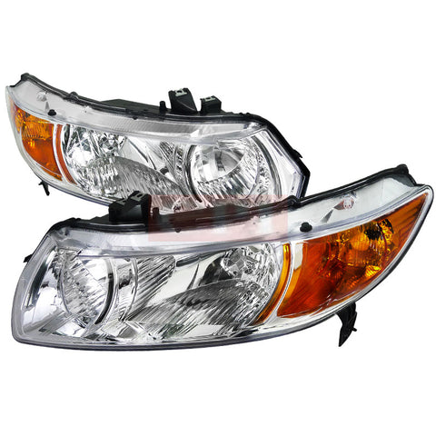 Honda  06-10 Honda  Civic  Euro Headlights Chrome Housing