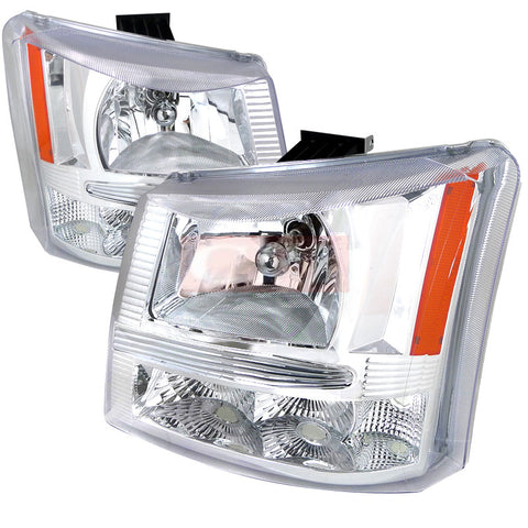 CHEVY 03-06 CHEVY SILVERADO CRYSTAL HOUSING HEADLIGHTS CHROME 1 PIECE DESIGN   PERFORMANCE 1 SET RH & LH  2003,2004,2005,2006