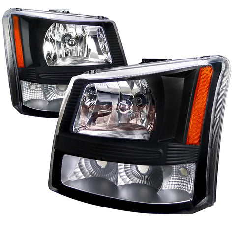 CHEVY 03-06 CHEVY SILVERADO CRYSTAL HOUSING HEADLIGHTS BLACK 1 PIECE DESIGN   PERFORMANCE 1 SET RH & LH  2003,2004,2005,2006