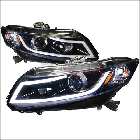 HONDA 12-UP HONDA CIVIC R8 STYLE LED PROJECTOR HEADLIGHT GLOSS BLACK HOUSING SMOKE LENS    2012,2013