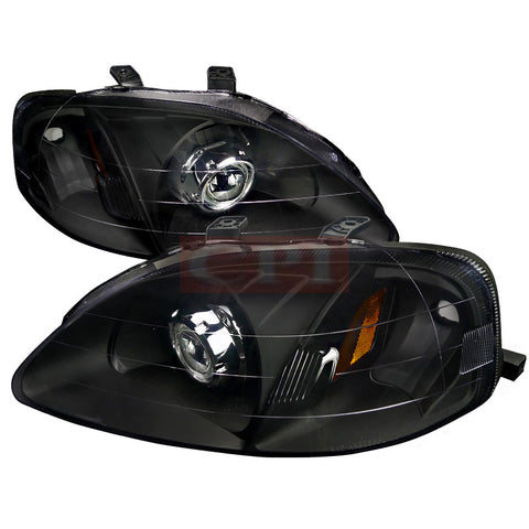 HONDA 99-00 HONDA CIVIC PROJECTOR HEADLIGHT BLACK HOUSING 