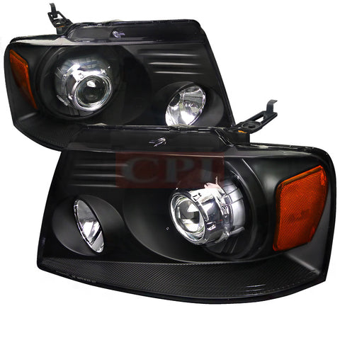 FORD 04-08 FORD F150 PROJECTOR HEADLIGHTS BLACK HOUSING 