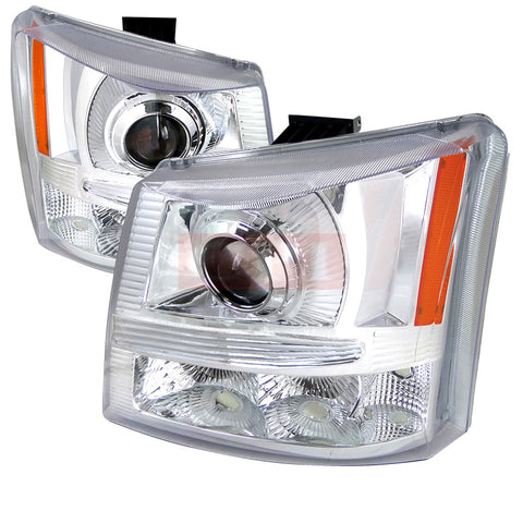 CHEVY 03-06 CHEVY SILVERADO HALO LED PROJECTOR CHROME 1 PIECE   PERFORMANCE 1 SET RH & LH  2003,2004,2005,2006