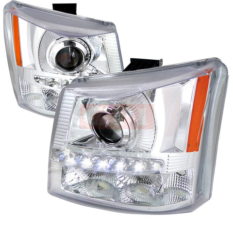 CHEVY 03-06 CHEVY SILVERADO HALO LED PROJECTOR CHROME 1 PIECE WITH LED   PERFORMANCE 1 SET RH & LH  2003,2004,2005,2006