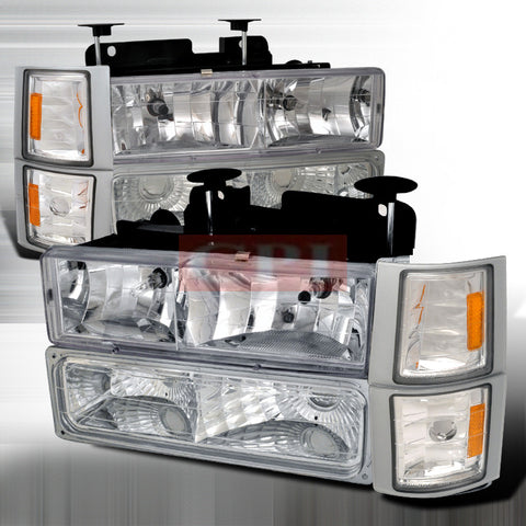 CHEVROLET/ CHEVY 94-98 C10 - 8 PC HEAD LIGHTS/ LAMPS & CORNER & BUMPER LIGHTS -COMBO   1 SET RH & LH 1994,1995,1996,1997,1998