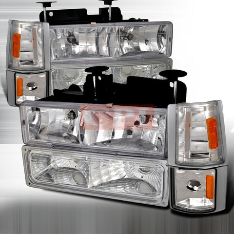 CHEVROLET/ CHEVY 94-98 GMC PICK UP - 8 PC HEAD LIGHTS/ LAMPS & CORNER & BUMPER LIGHTS - COMBO   1 SET RH & LH