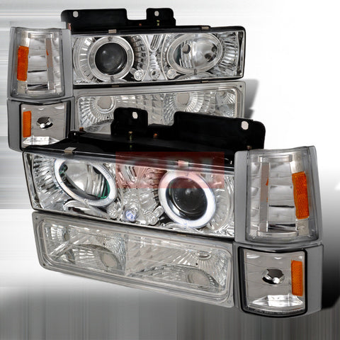 GMC 94-98 GMC PICK UP - 8 PC PROJECTOR HEAD LIGHTS/ LAMPS & CORNER & BUMPER  LIGHTS - COMBO  1 SET RH & LH