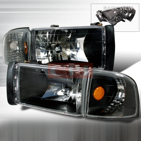 Dodge 1994-2001 Dodge Ram Pick Up Headlights/ Head Lamps Combo Set-Euro Style