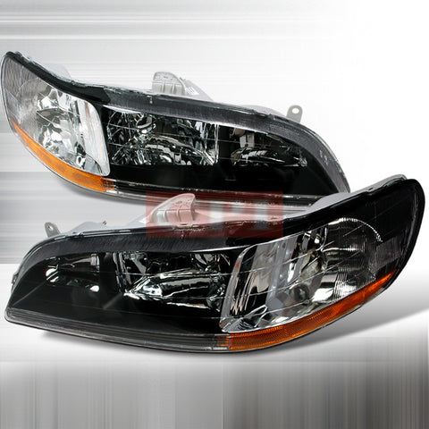 Honda 1998-2002 Honda Accord Jdm Black Headlights/ Head Lamps-Euro Style-b