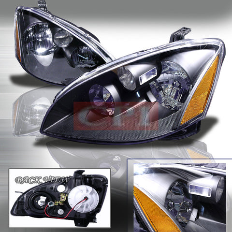 NISSAN 2002-2004 NISSAN ALTIMA HEADLIGHTS/ HEAD LAMPS BLACK-EURO STYLE   2002,2003,2004