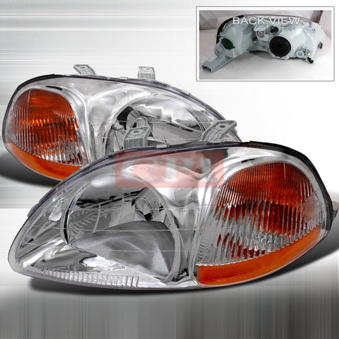 Honda 1996-1998 Honda Civic Crystal Headlights/ Head Lamps-Euro Style-a