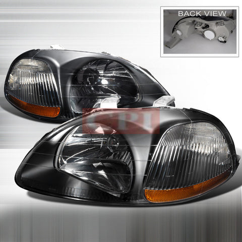 HONDA 1996-1998 HONDA CIVIC JDM HEADLIGHTS/ HEAD LAMPS - BLACK-EURO STYLE   1996,1997,1998