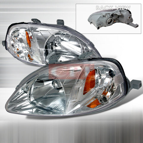 HONDA 1999-2000 HONDA CIVIC CRYSTAL HEADLIGHTS/ HEAD LAMPS-EURO STYLE   1999,2000