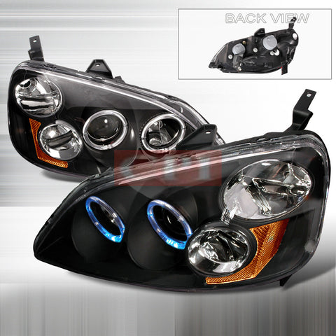 Honda 2001-2003 Honda Civic Dual Halo Projector Head Lamps/ Headlights-i