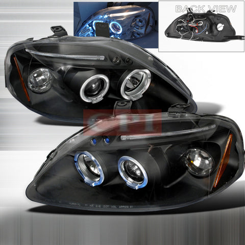 Honda 1999-2000 Honda Civic Led Halo Projector Head Lamps/ Headlights 1 Set Rh&Lh Performance 1999,2000-l