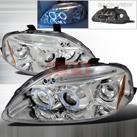 Honda 1999-2000 Honda Civic Led Halo Projector Head Lamps/ Headlights-z