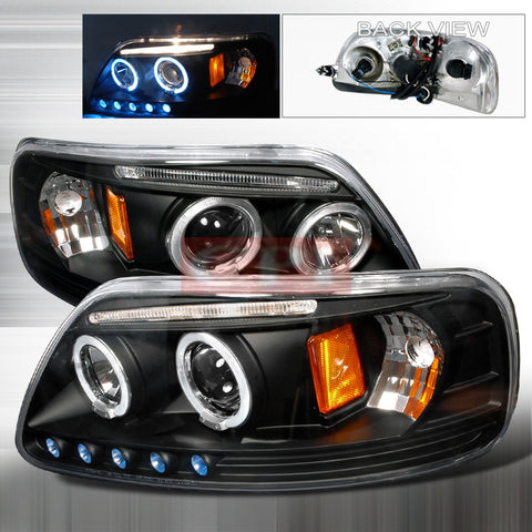 Ford 1997-2003 Ford F150 Led Halo Projector Head Lamps/ Headlights-m