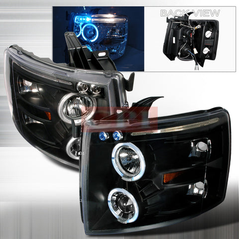 Chevrolet 2007-2008 Chevy Silverado Halo Projector Head Lamps/ Headlights-u