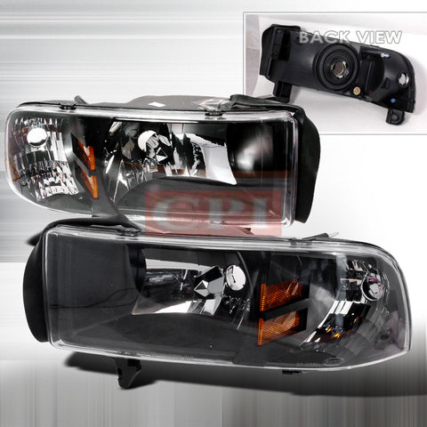 Dodge 1994-2001 Dodge Ram Pick Up 1Pc Headlights/ Head Lamps-Euro Style-f