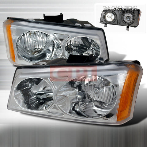 CHEVY 2003-2005 CHEVROLET CHEVY SILVERADO HEADLIGHTS/ HEAD LAMPS -CHROME-EURO STYLE   2003,2004,2005