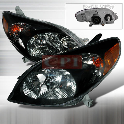 TOYOTA 2003-2004 TOYOTA MATRIX HEADLIGHTS/ HEAD LAMPS BLACK-EURO STYLE   2003,2004