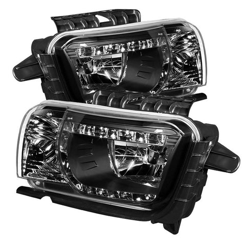 Chevy Camaro 10-12 DRL LED Crystal Headlights - Black