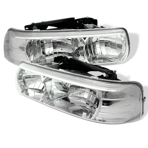 Chevy Silverado 1500/2500 99-02 / Chevy Silverado 3500 01-02 / Chevy Suburban 1500/2500 00-06 / Chevy Tahoe 00-06 Crystal Headlights - Chrome