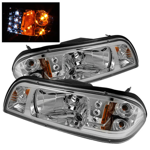 Ford Mustang 87-93 1PC LED ( Replaceable LEDs ) Crystal Headlights - Chrome