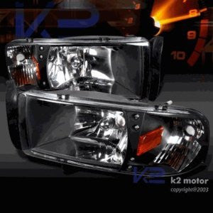 DODGE 94-01 DODGE RAM - BLACK 1PC LED HEAD LIGHTS/ LAMPS - RS PERFORMANCE 1 SET RH & LH 1994,1995,1996,1997,1998,1999,2000,2001