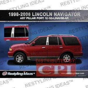 Lincoln 1998-2007 Lincoln Navigator 4D 6Pcs Chrome Plated Stainless Steel Pillar Post Performance 1998,1999,2000,2001,2002,2003,2004,2005,2006,2007